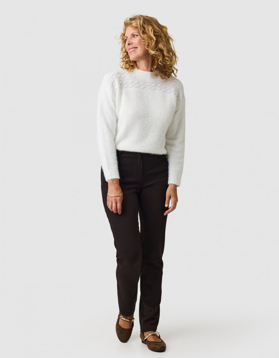 Pull duveteux tresse écru - image 2