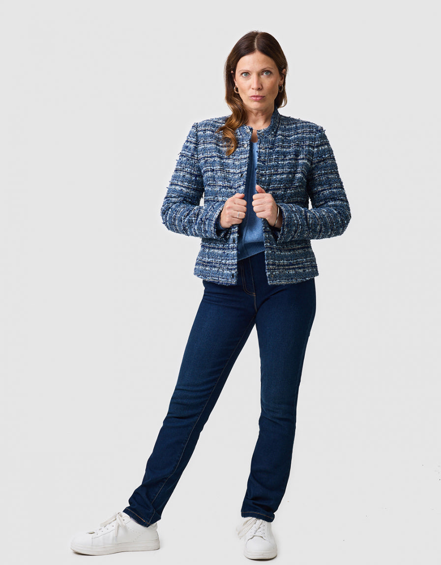 Veste tweed laine bleu - image 2