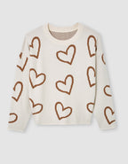 Pull imprimé coeur beige - image 2