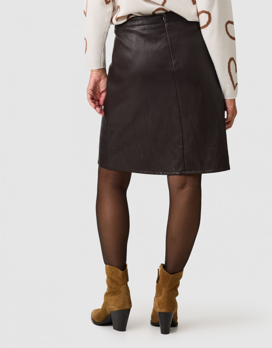 Jupe simili cuir marron - image 2