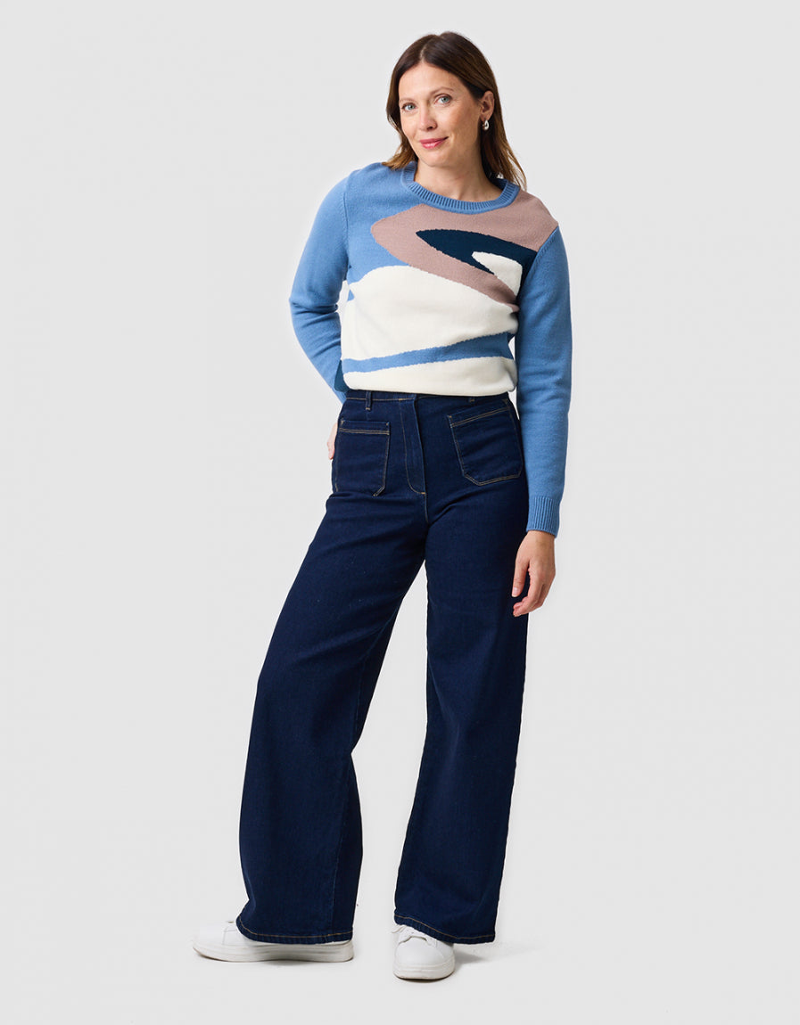 Pull colorblock bleu - image 2