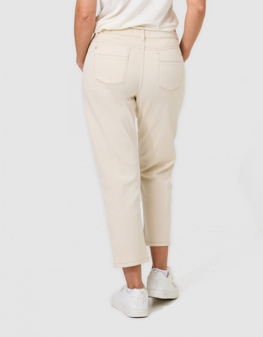 Jean mom 7/8è coton beige - image 2