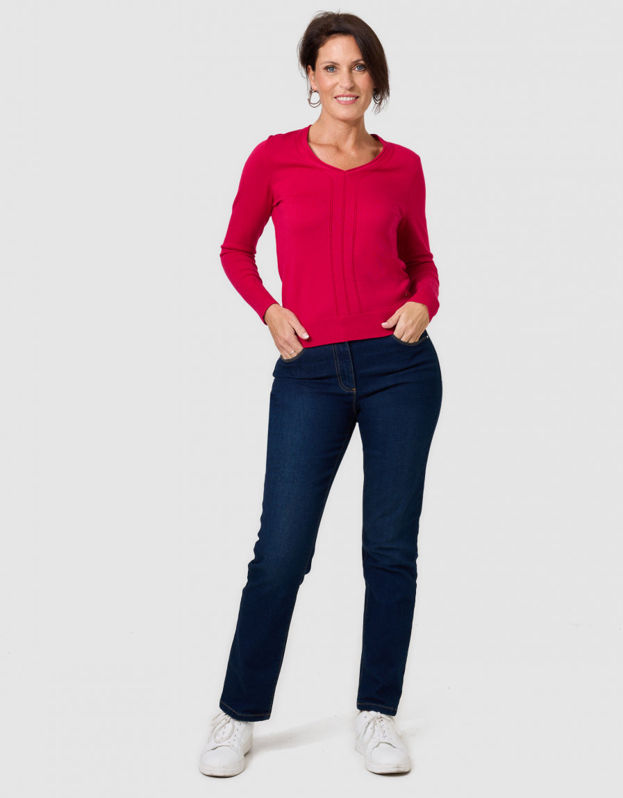 Pull fantaisie framboise - image 2