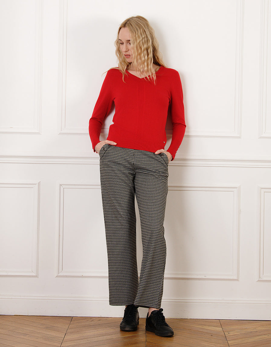 Pull col V rouge - image 3