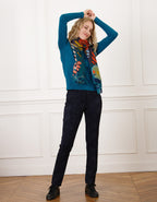 Pull col V bleu canard - image 3