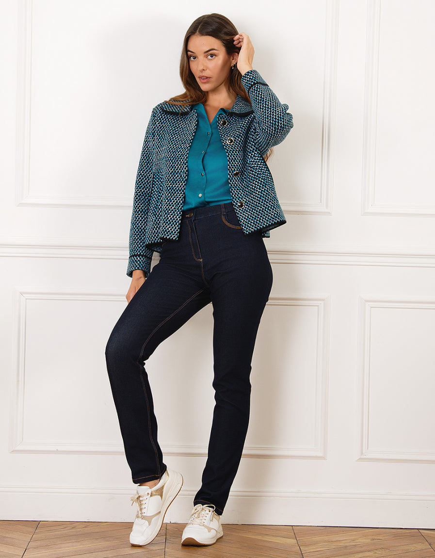 Veste courte chic bleu - image 3