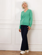 Pull col V laine vert - image 3