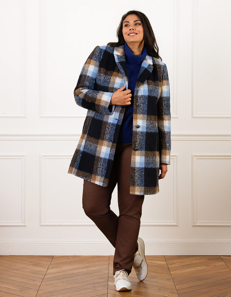 Manteau laine carreaux - image 3