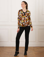 T-shirt noir motif marron - image 3