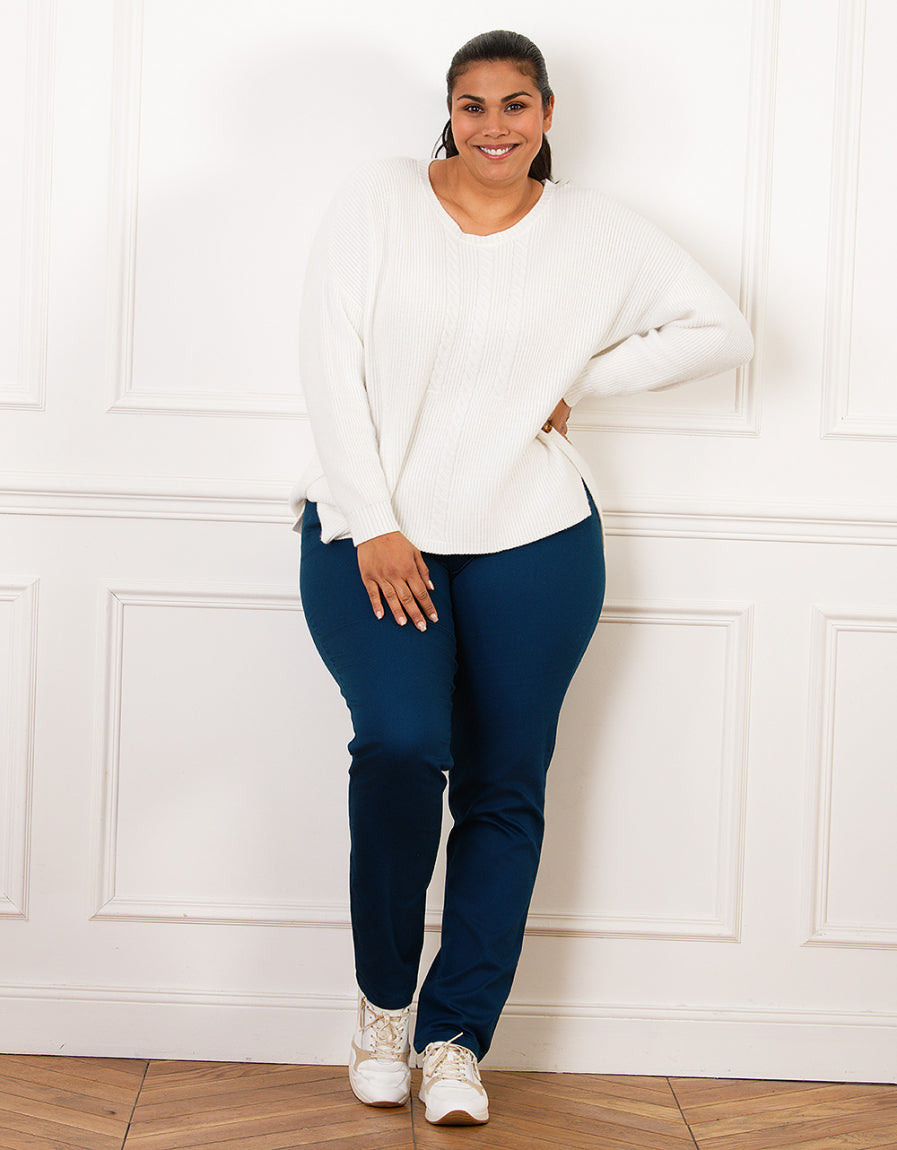 Pull écru maille torsadée - image 3