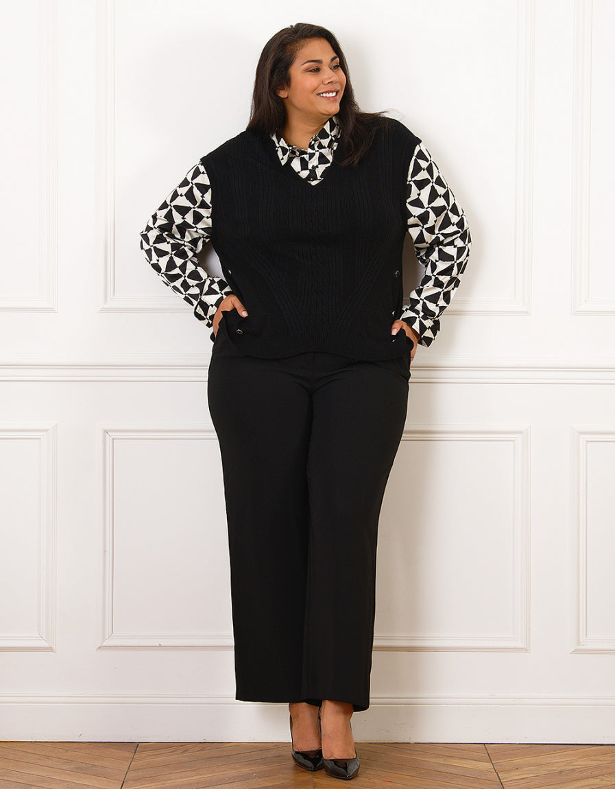 Pull 2 en 1 noir motif - image 3