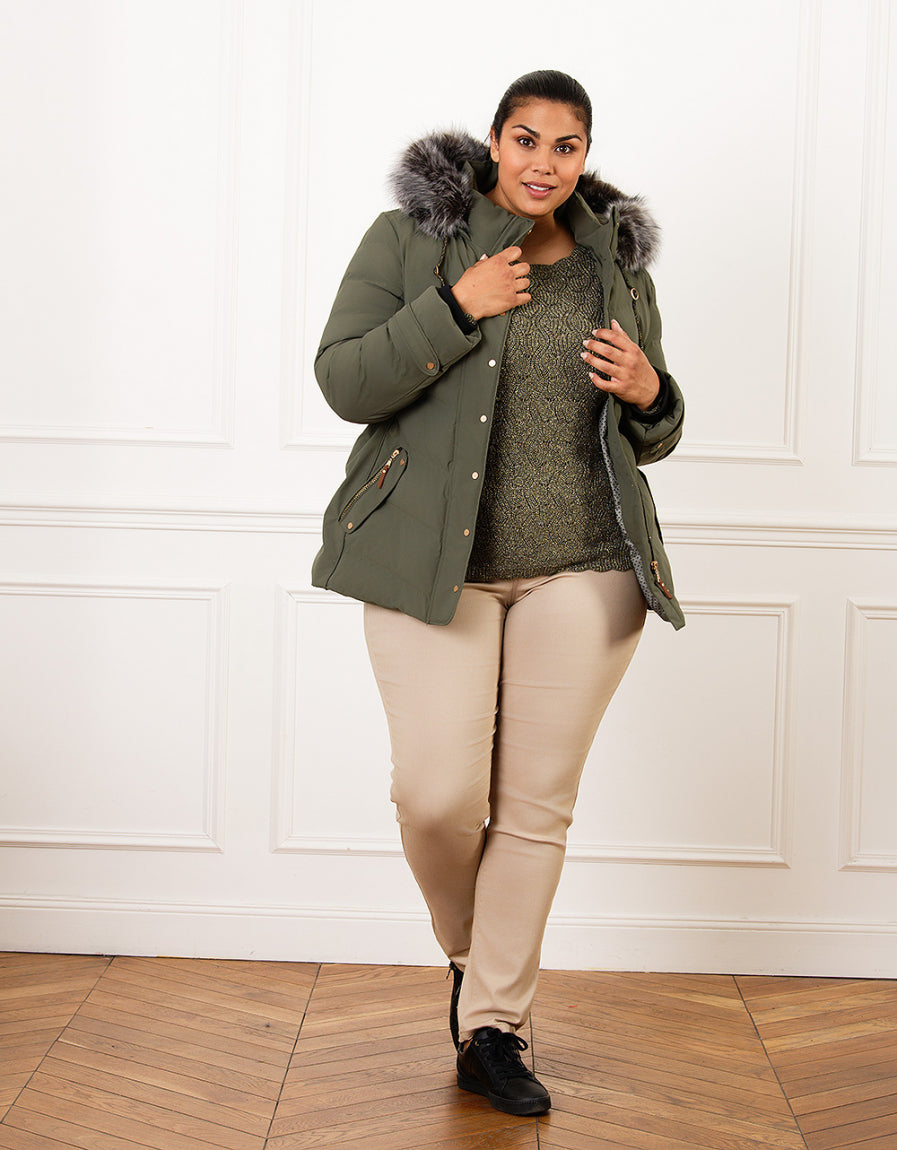 Parka kaki détails or - image 3
