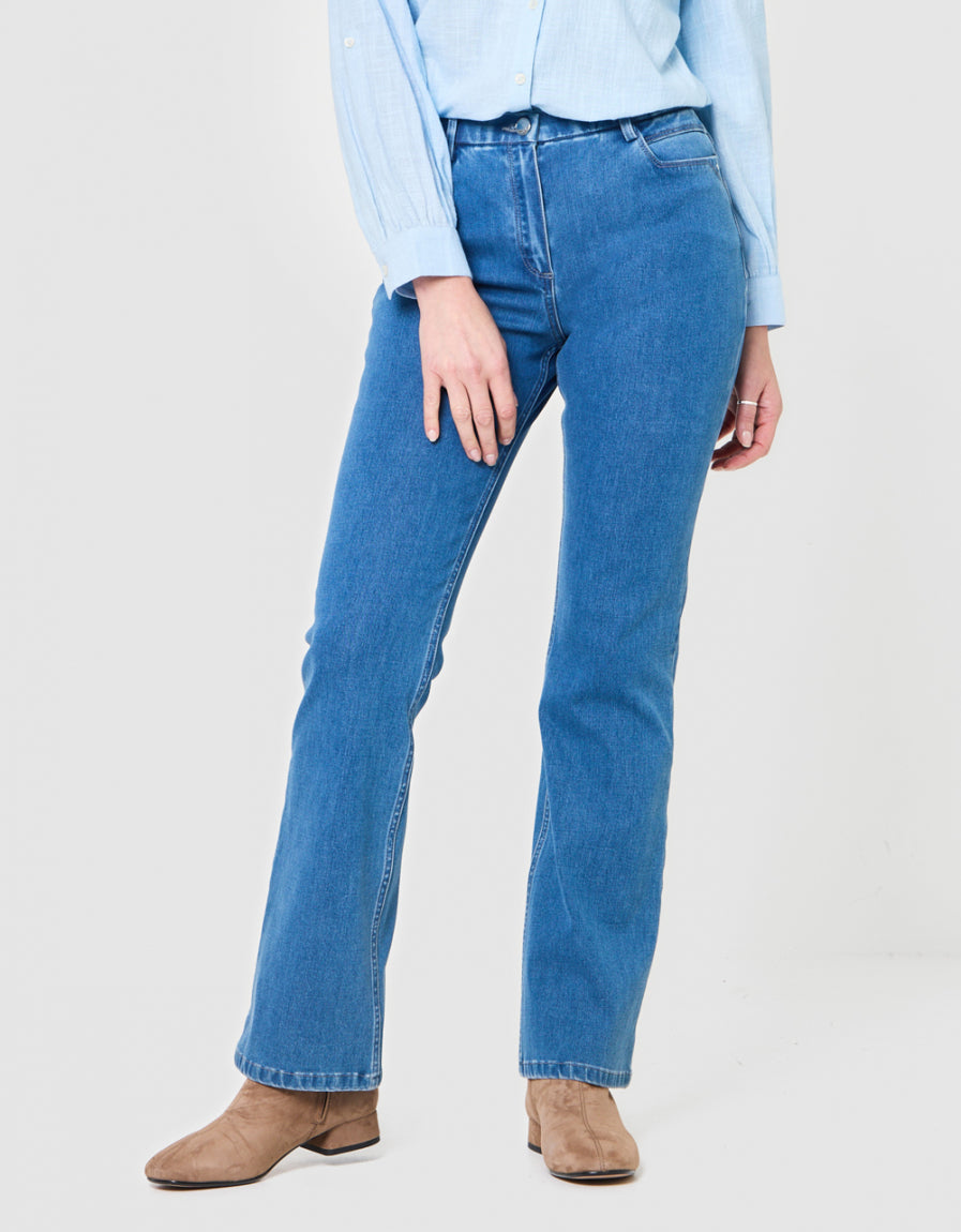 Jean flare coton bleu - image 4