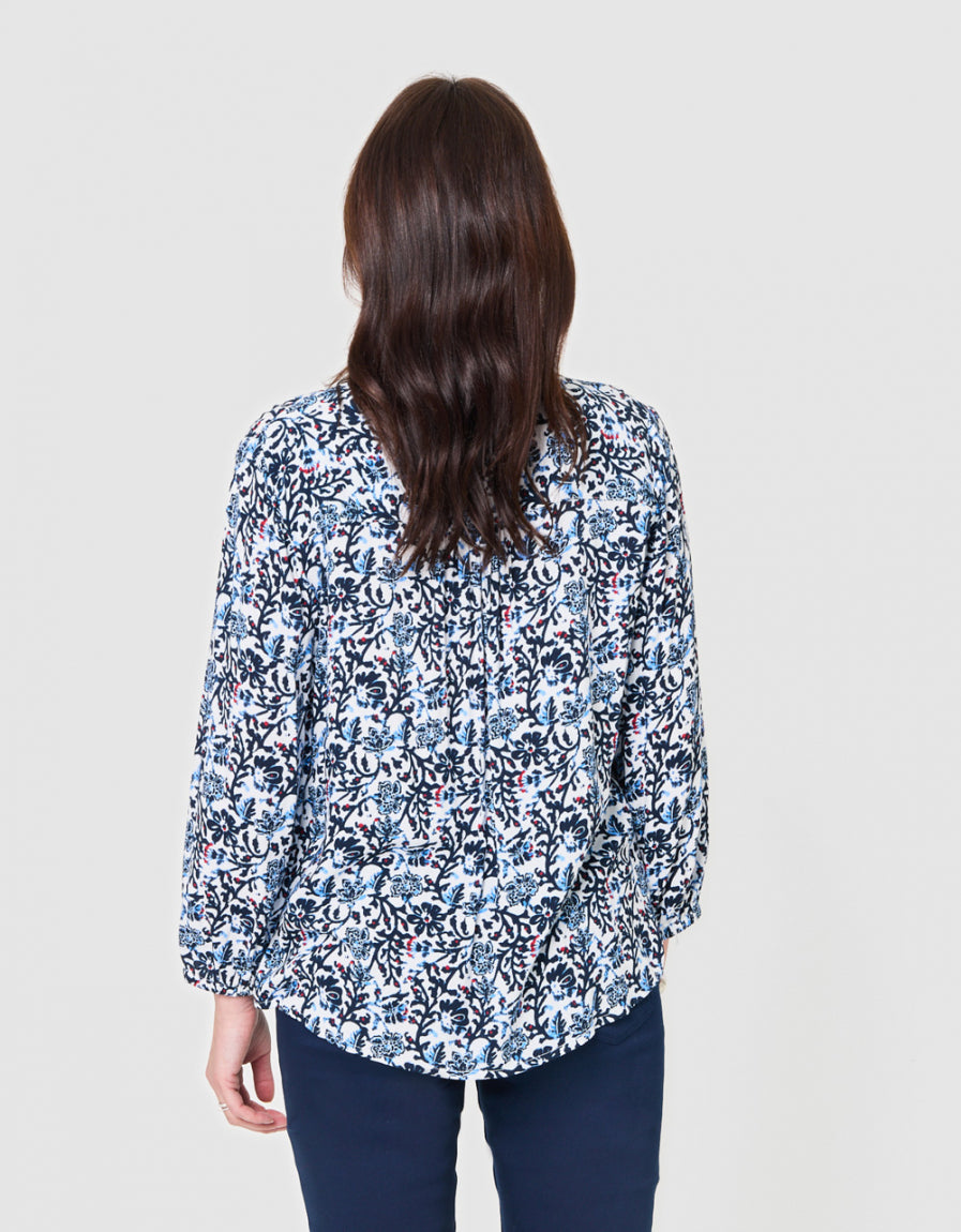 Blouse fluide motif bleu - image 3