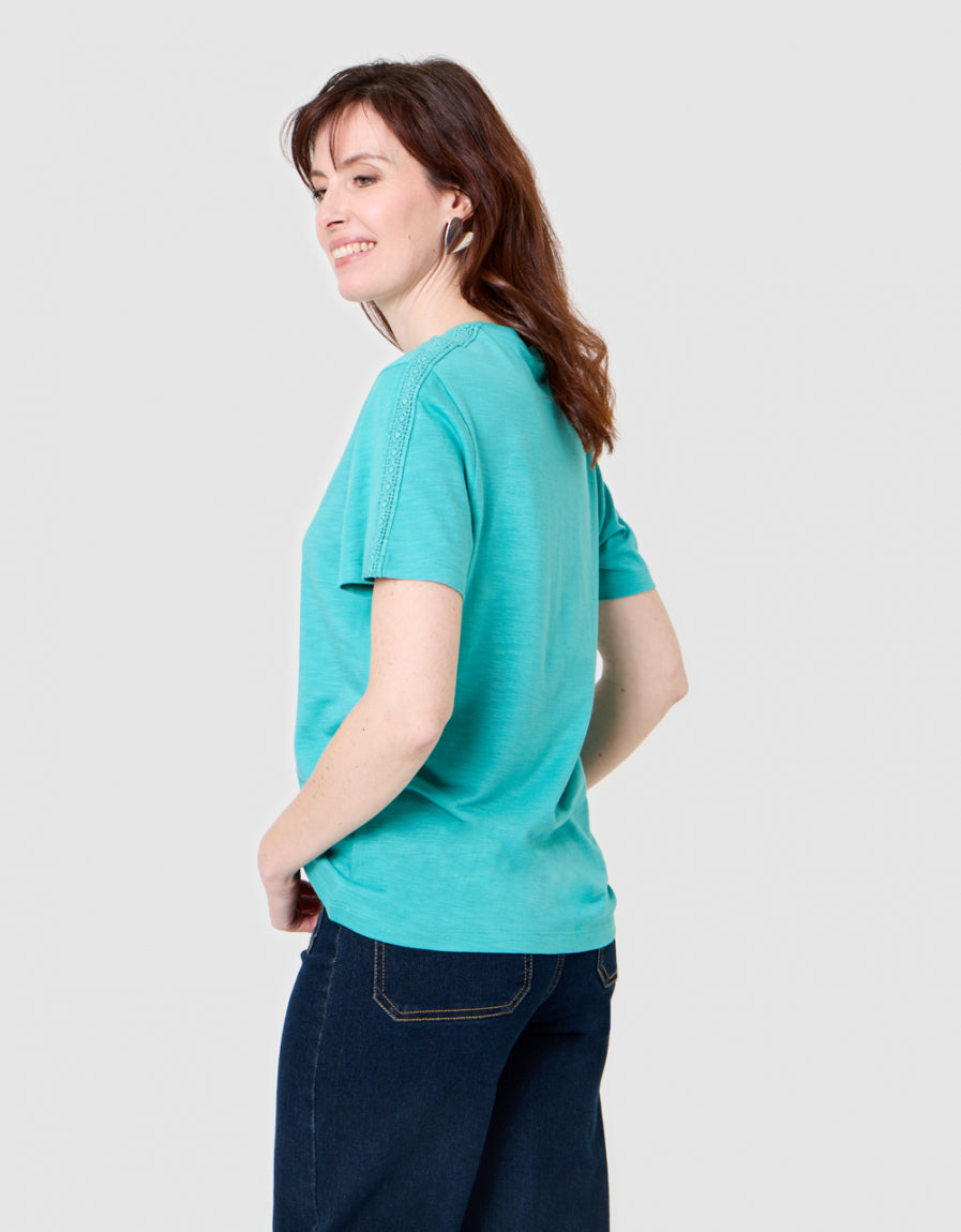 T-shirt coton modal bleu - image 3