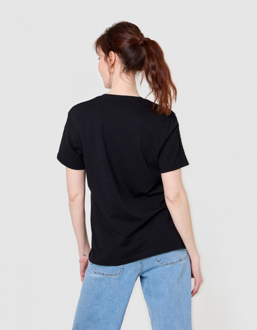 T-shirt coton modal noir - image 4