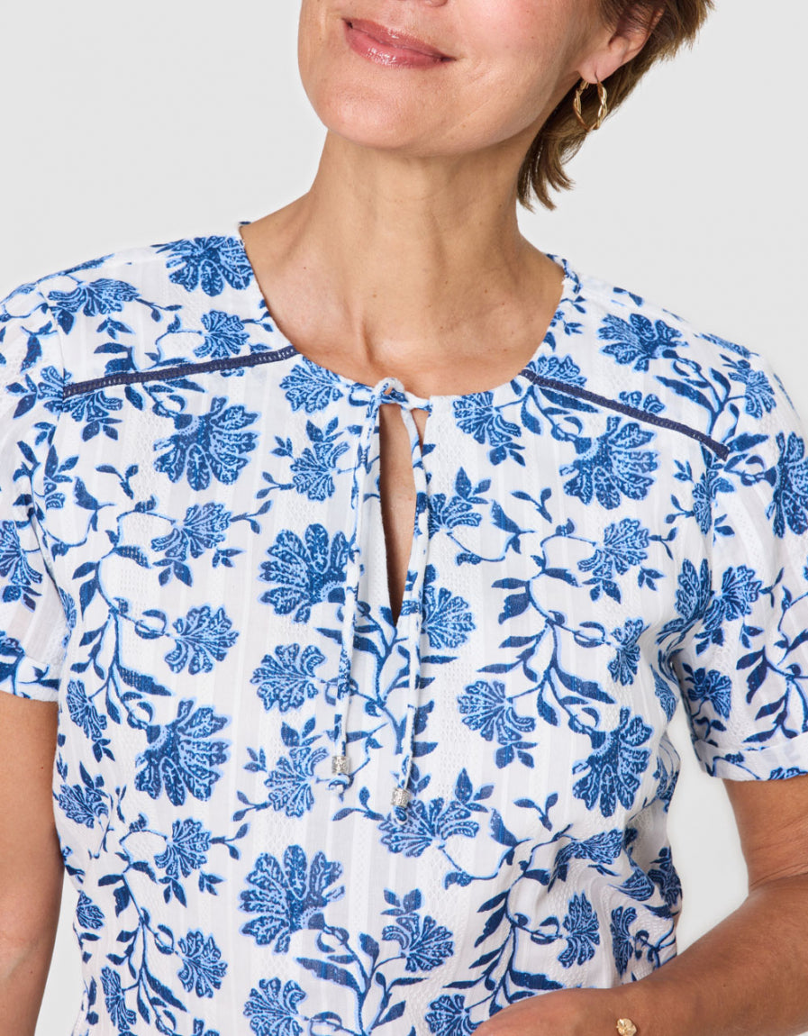 Robe motif coton bleu - image 3