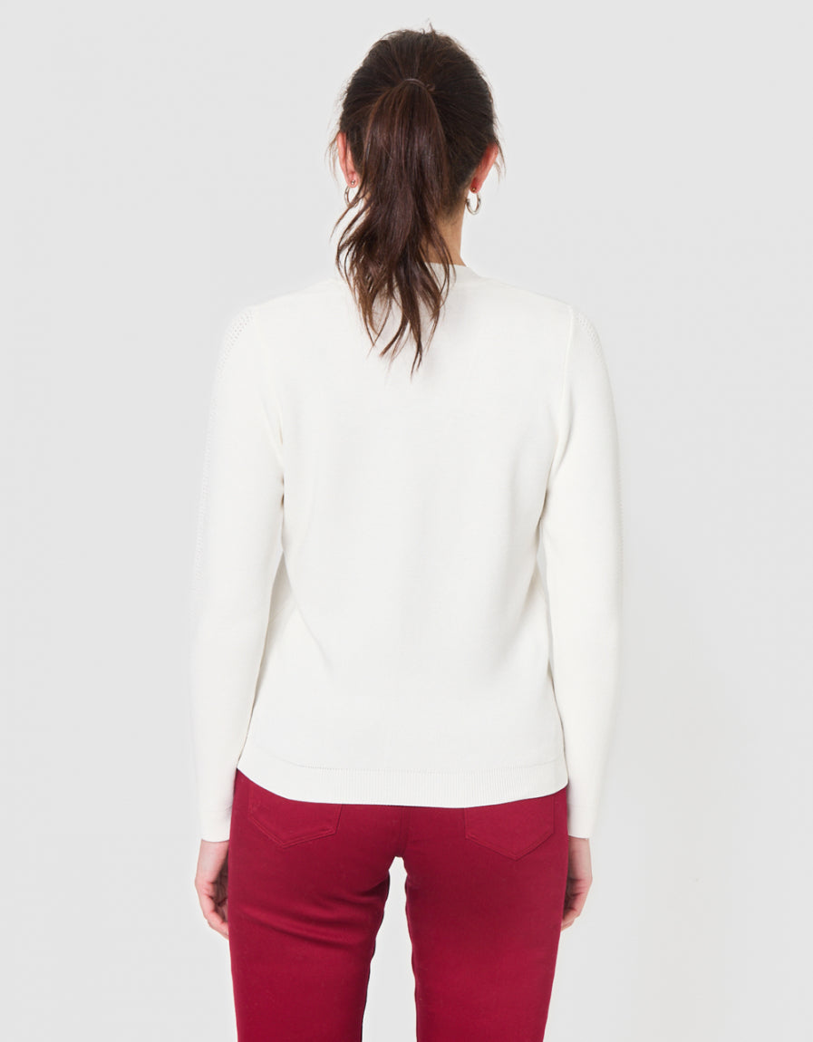 Gilet long ajouré écru - image 3