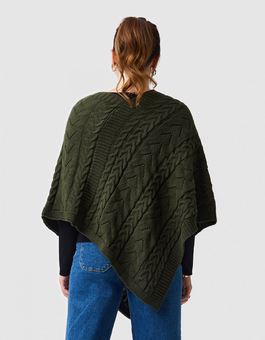 Poncho maille vert kaki - image 3