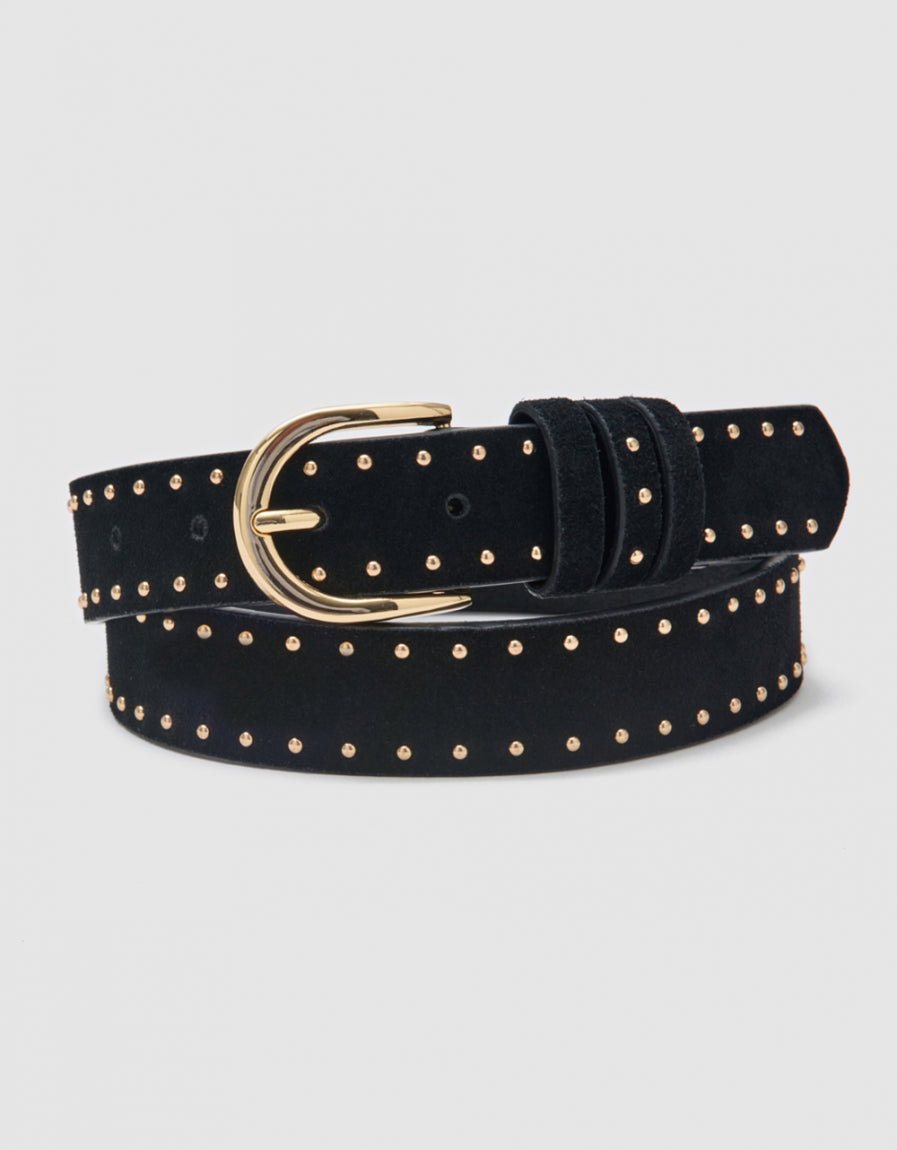 Ceinture clous cuir noir - image 3