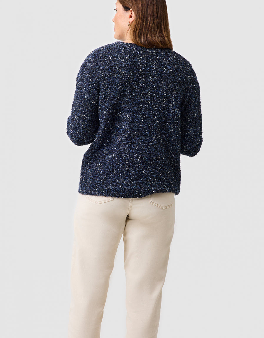 Pull mouliné coton bleu - image 3