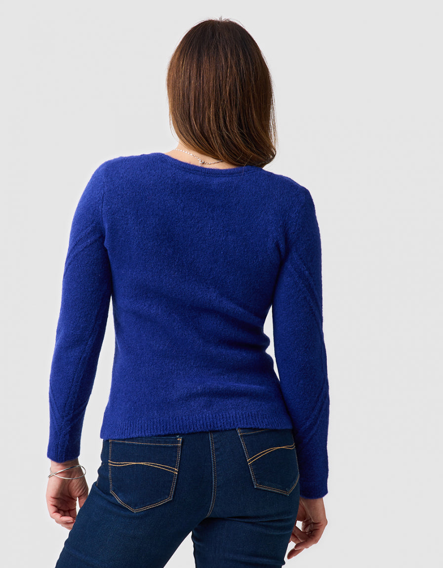 Pull maille laine bleu - image 3