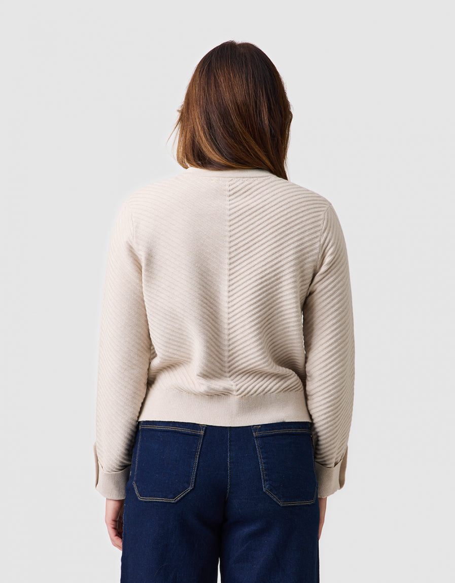 Gilet maille bouton beige - image 3