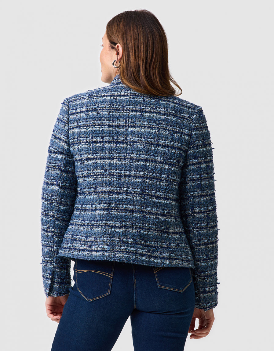 Veste tweed laine bleu - image 3