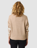 Pull col V broderie beige - image 3