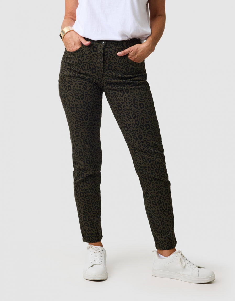 Pantalon imprimé vert - image 3
