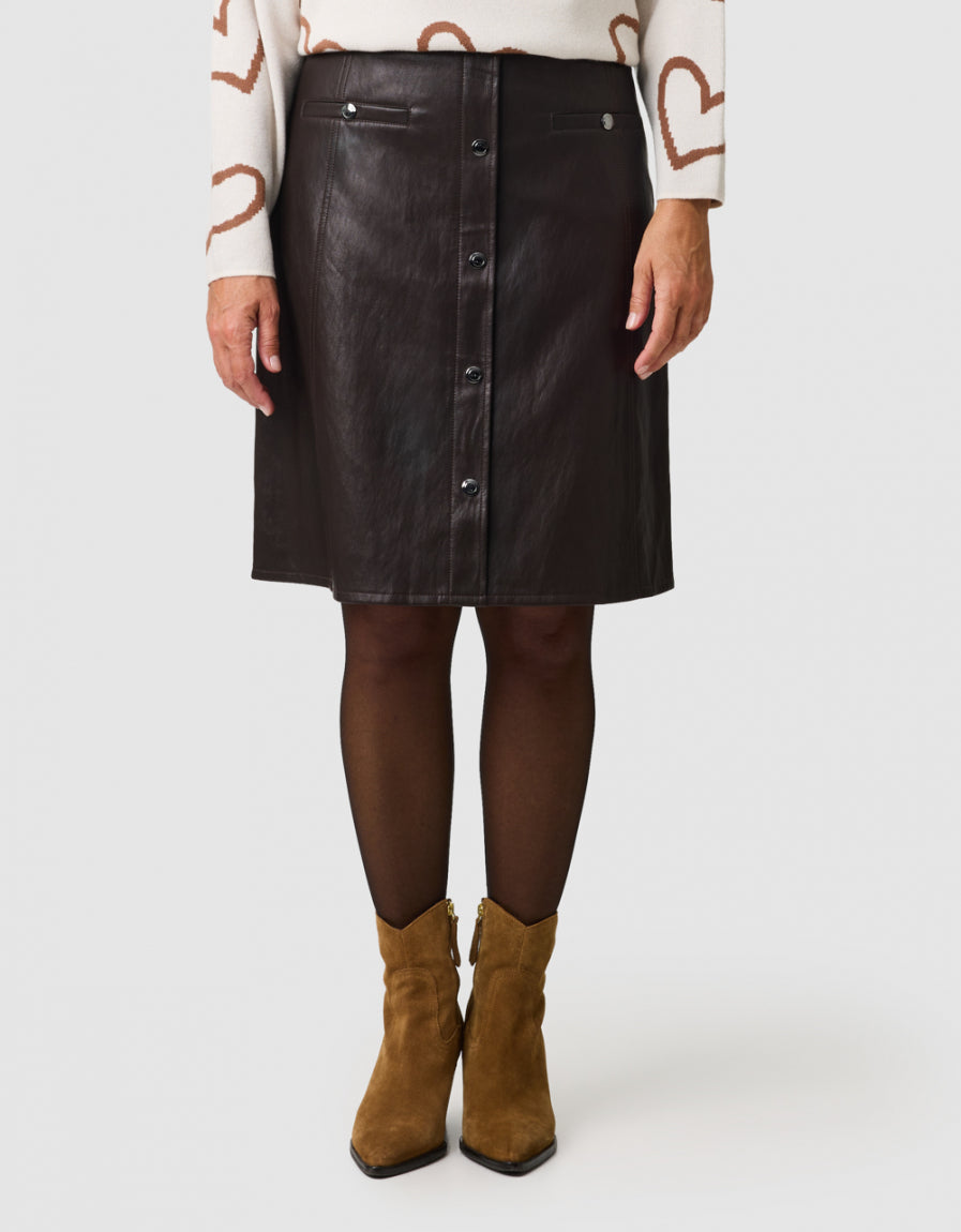 Jupe simili cuir marron - image 3