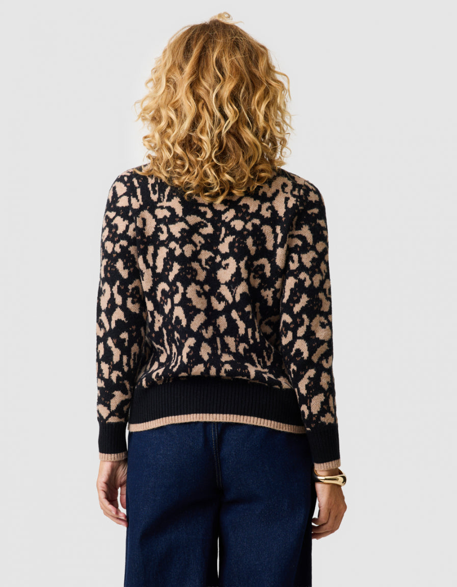 Pull motif léopard marron - image 3