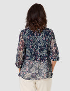 Blouse plissée motif bleu - image 3