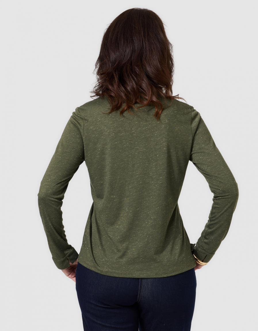T-shirt boutons vert kaki - image 3