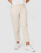 Jean mom 7/8è coton beige - image 3
