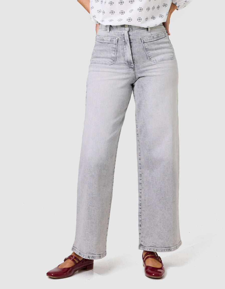 Jean large coton gris - image 3