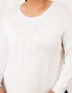 Pull écru maille torsadée - image 4