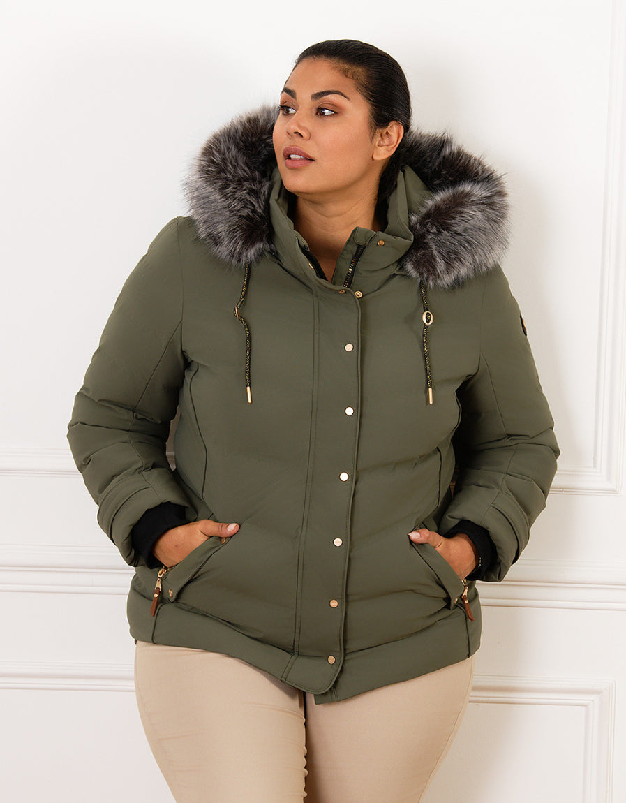 Parka kaki détails or - image 4