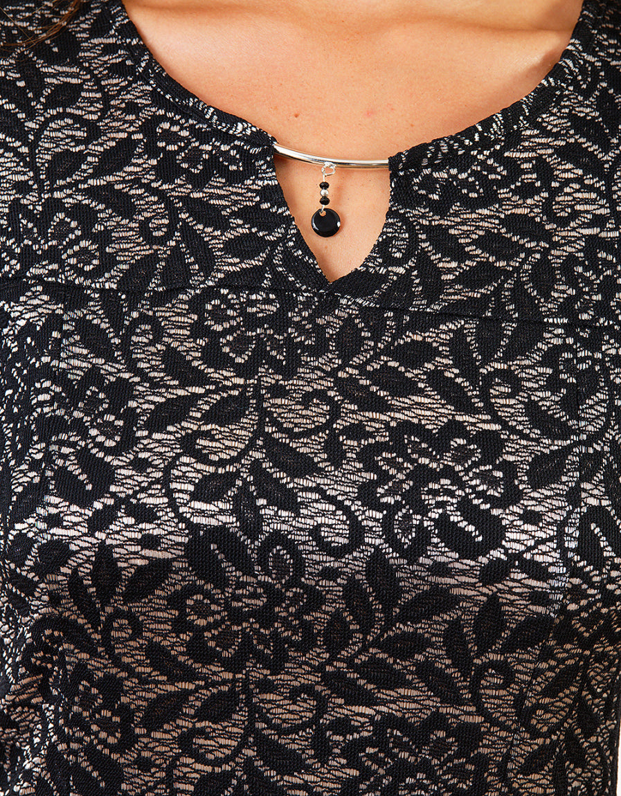 Robe chic noire dentelle - image 4