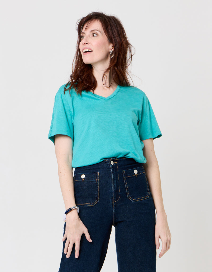 T-shirt coton modal bleu - image 4