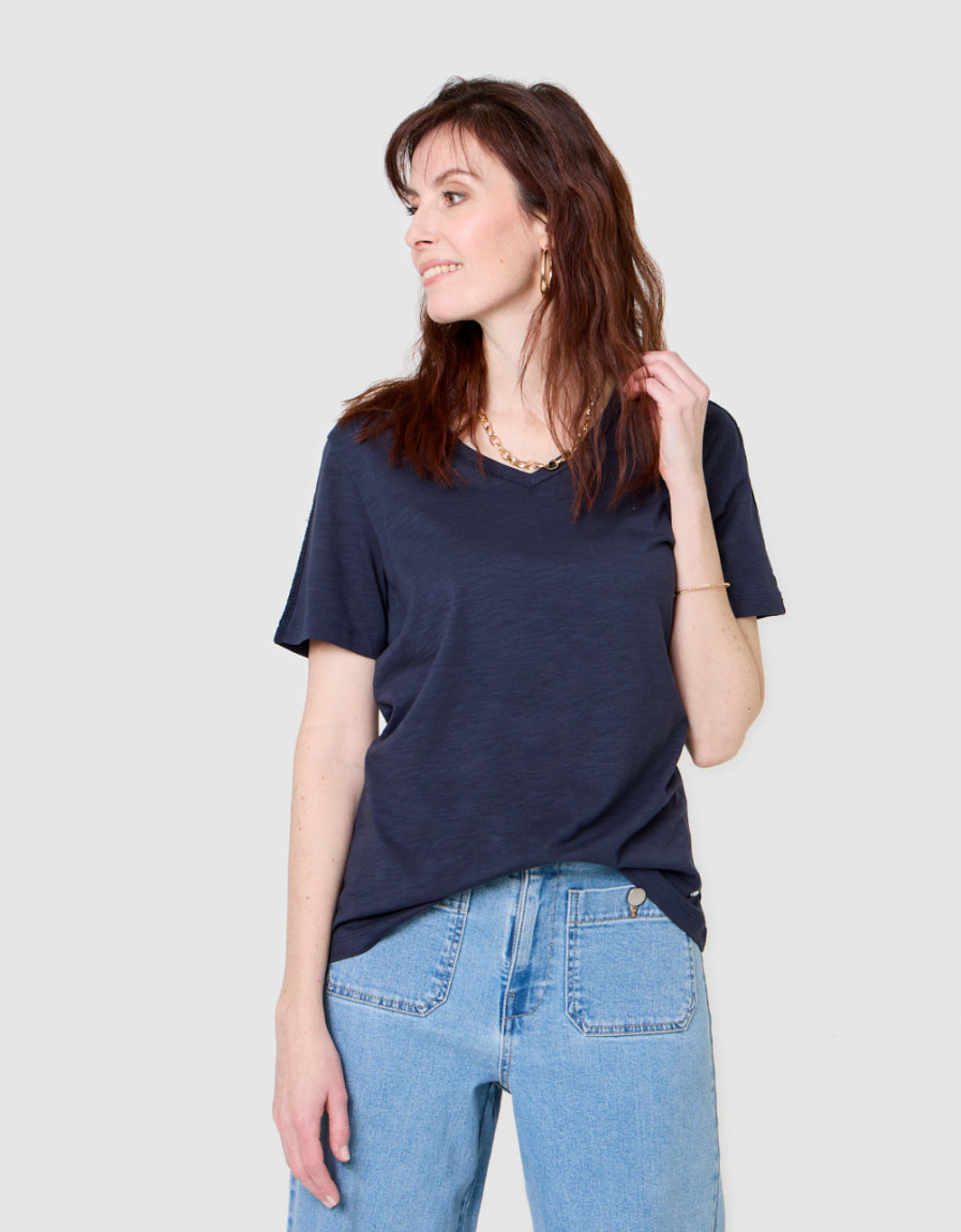 T-shirt coton bleu marine - image 4