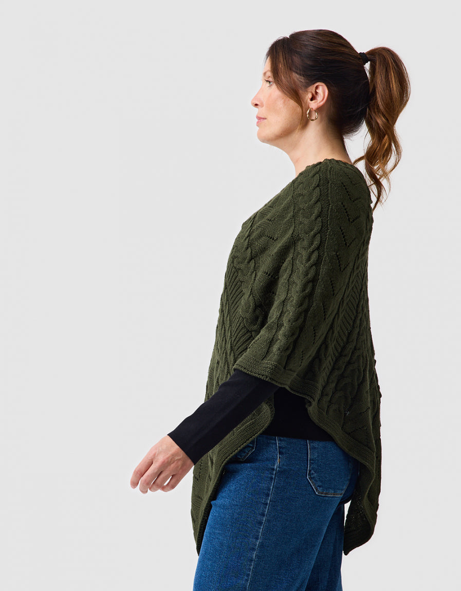 Poncho maille vert kaki - image 4