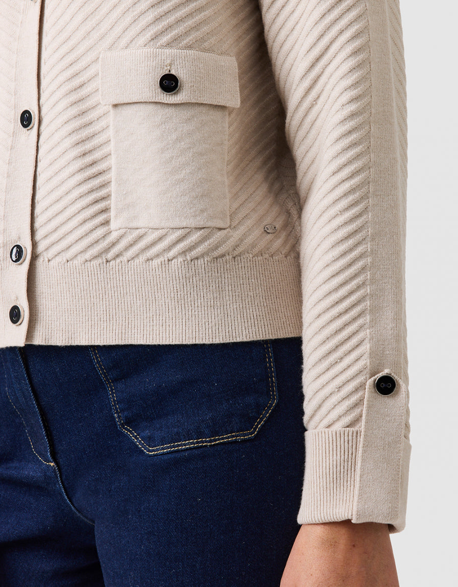 Gilet maille bouton beige - image 4