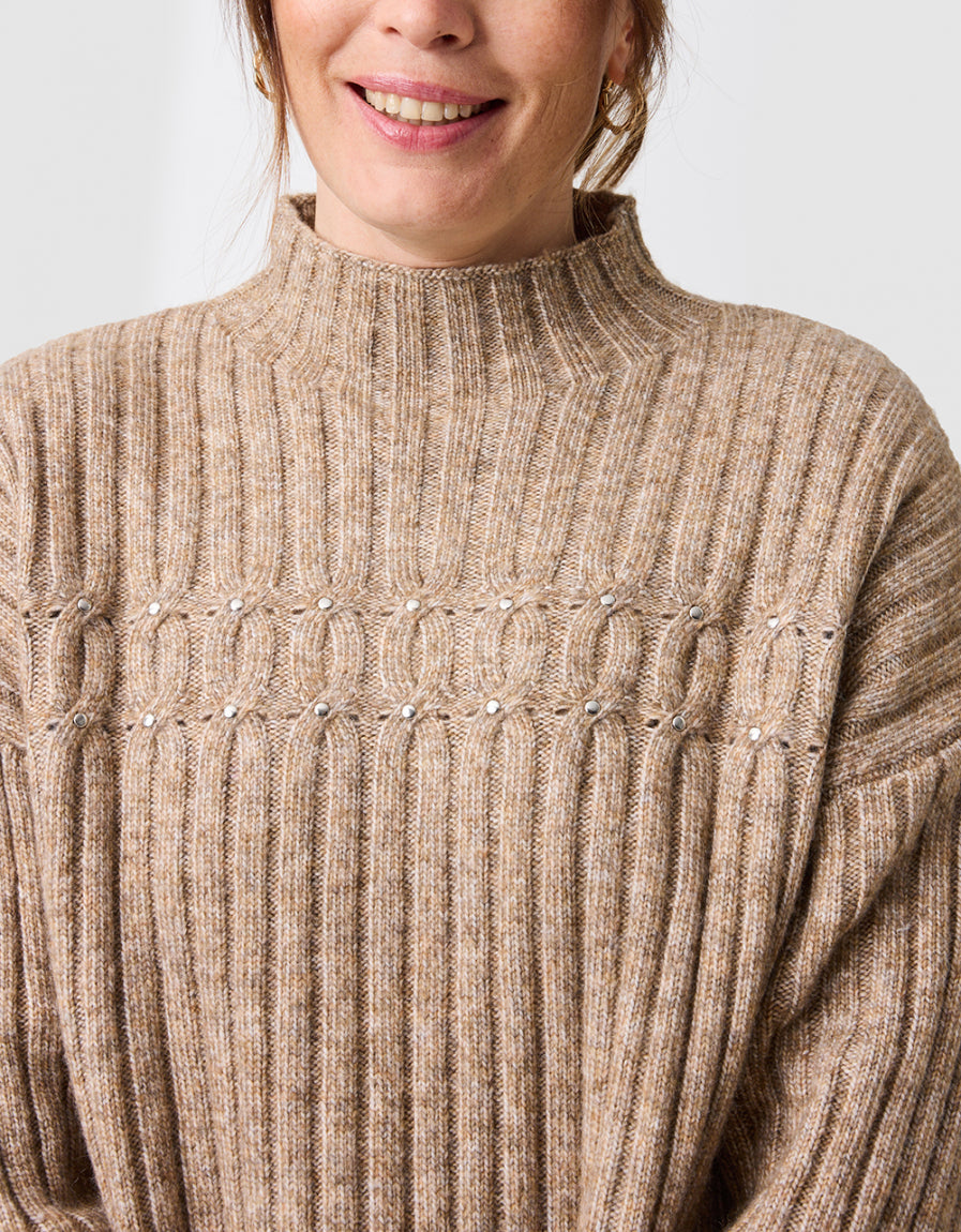 Pull torsade laine beige - image 4