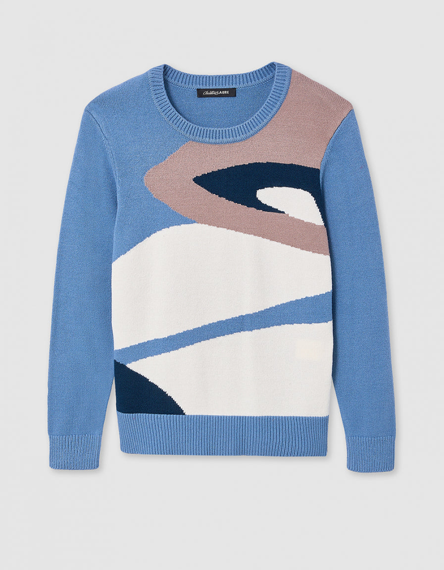Pull colorblock bleu - image 4