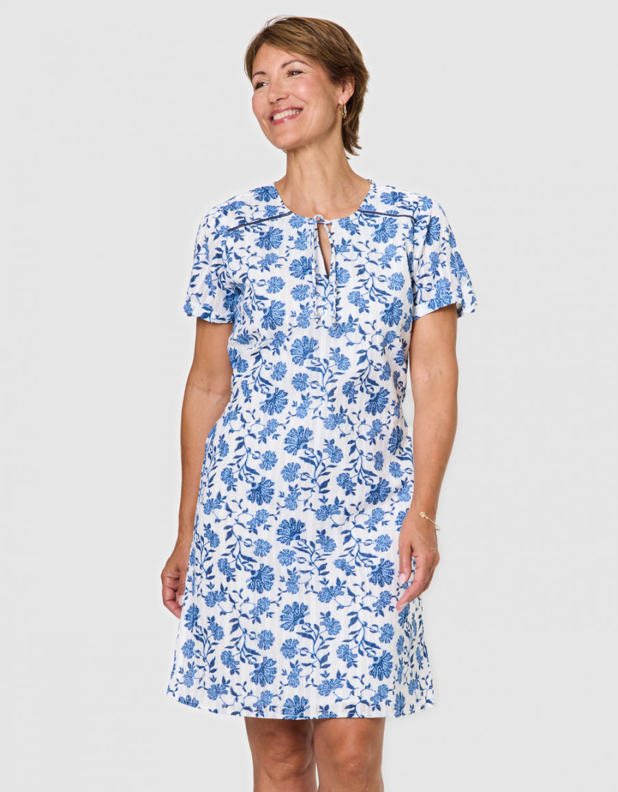 Robe motif coton bleu - image 4