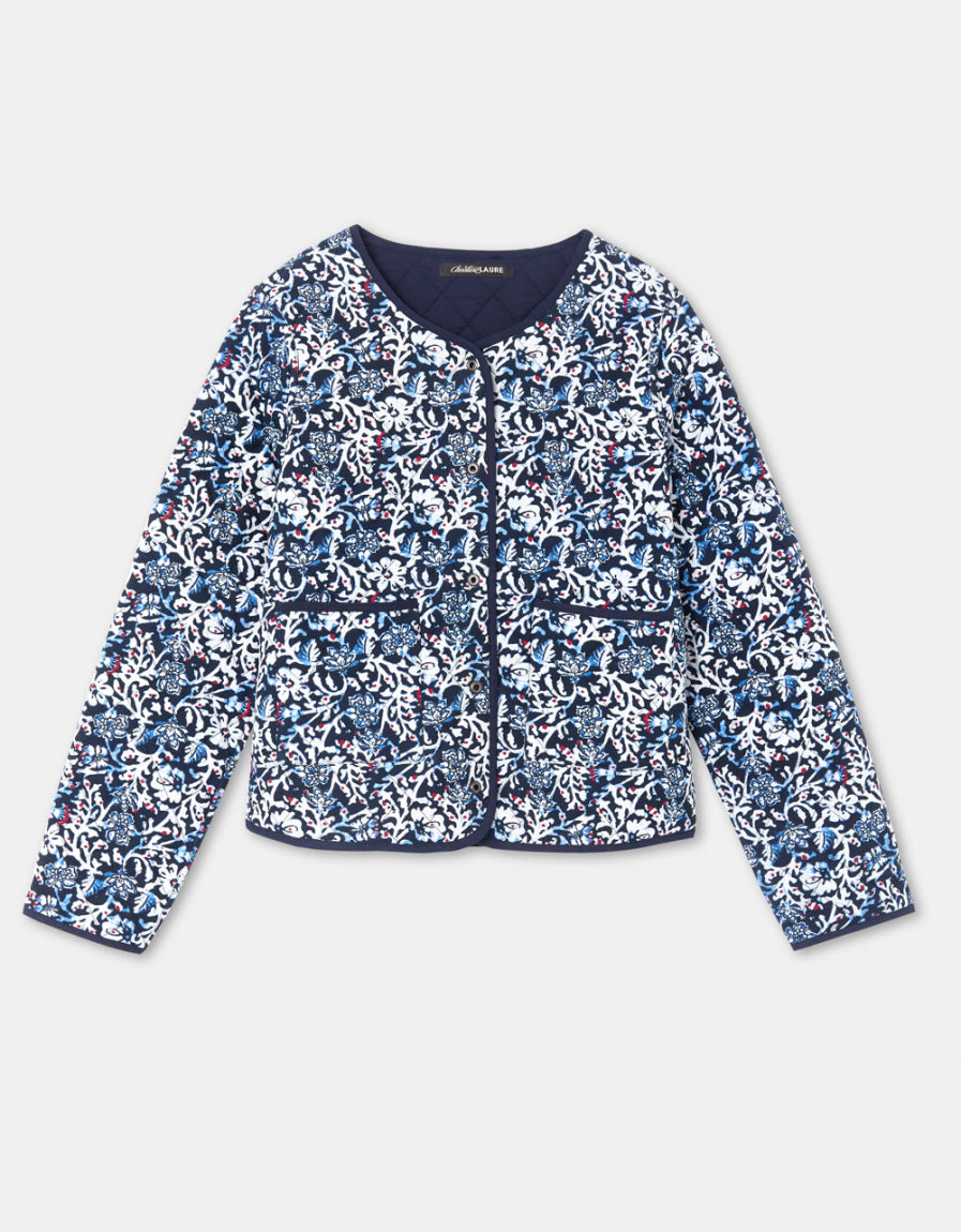Veste motif bleu blanc - image 4